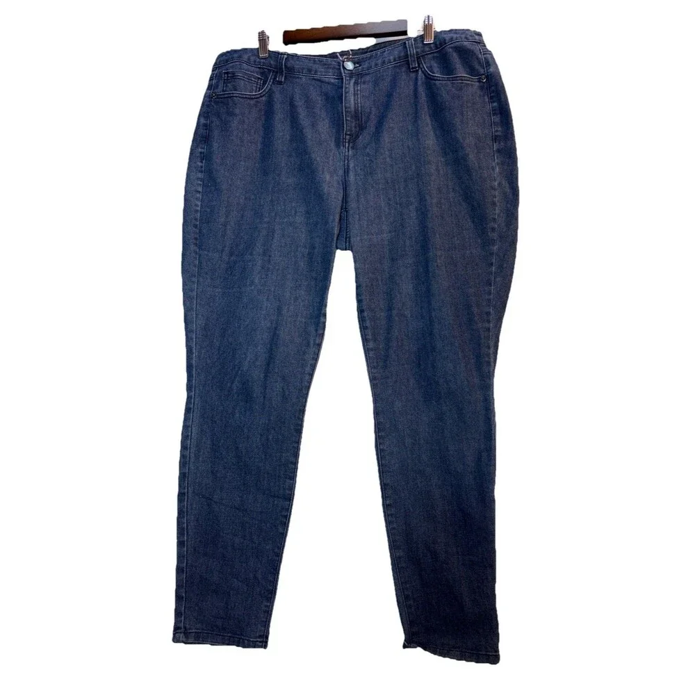 Lane Bryant Women Plus Sz 20 Blue Jeans Mid Rise Stretch Tapered Walking